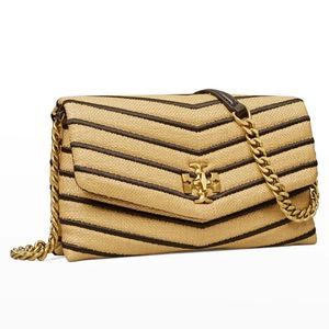 New Tory Burch 🖤 Kira Soft Straw Chain Wallet